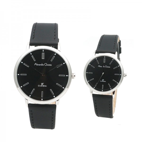 Alexandre Christie AC 8492 Silver Black Couple